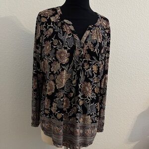 Lucky Brand Floral Black Blouse